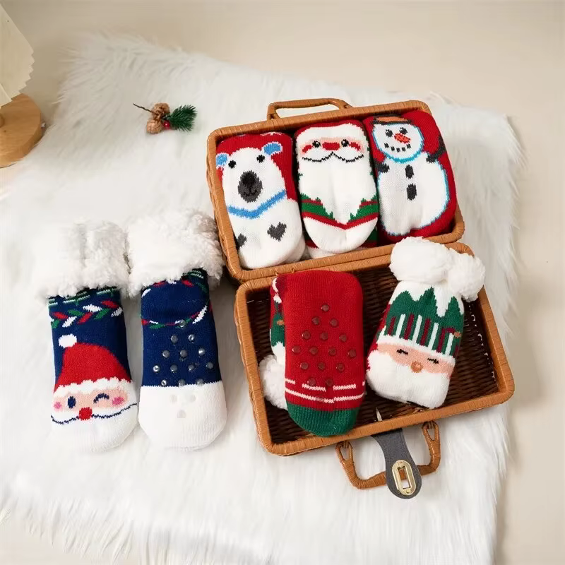 Calcetines navideños de algodón para niños y niñas