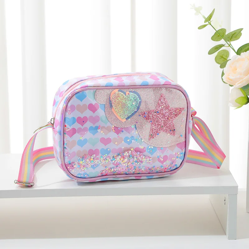 Bolso unicornio arcoíris niña correa ajustable corazón estrella - imagen 5