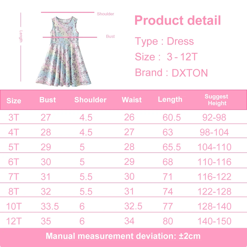 Vestido unicornio estampado para niña Dxton – Fresco y cómodo - imagen 2