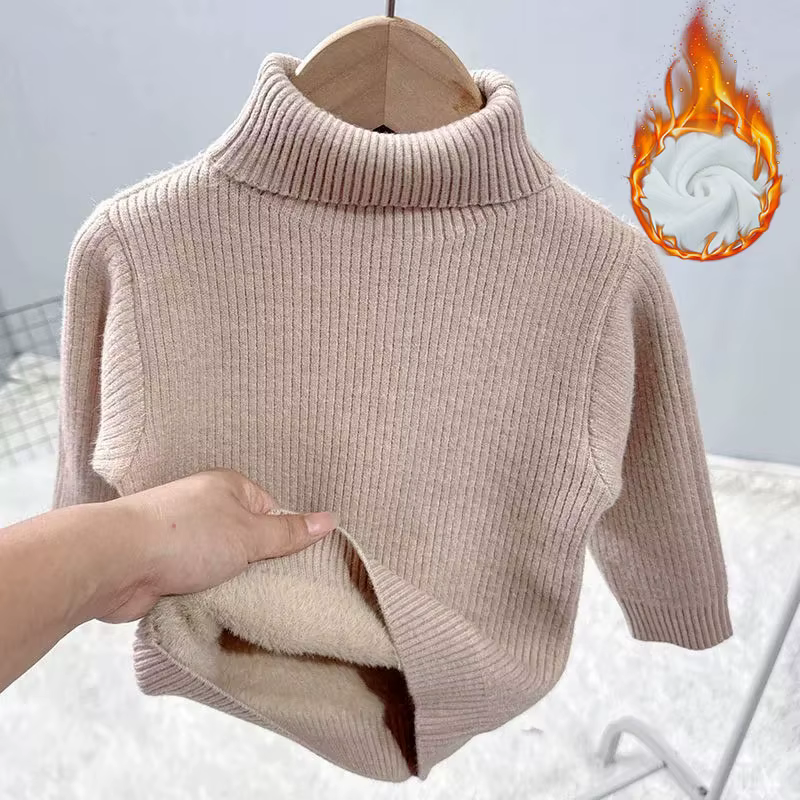 Suéter acolchado de invierno cuello alto de punto cálido infantil - imagen 2