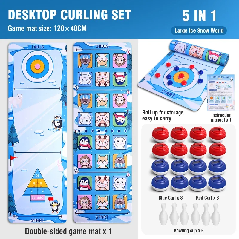 Juego de mesa de curling familiar interactivo para niños