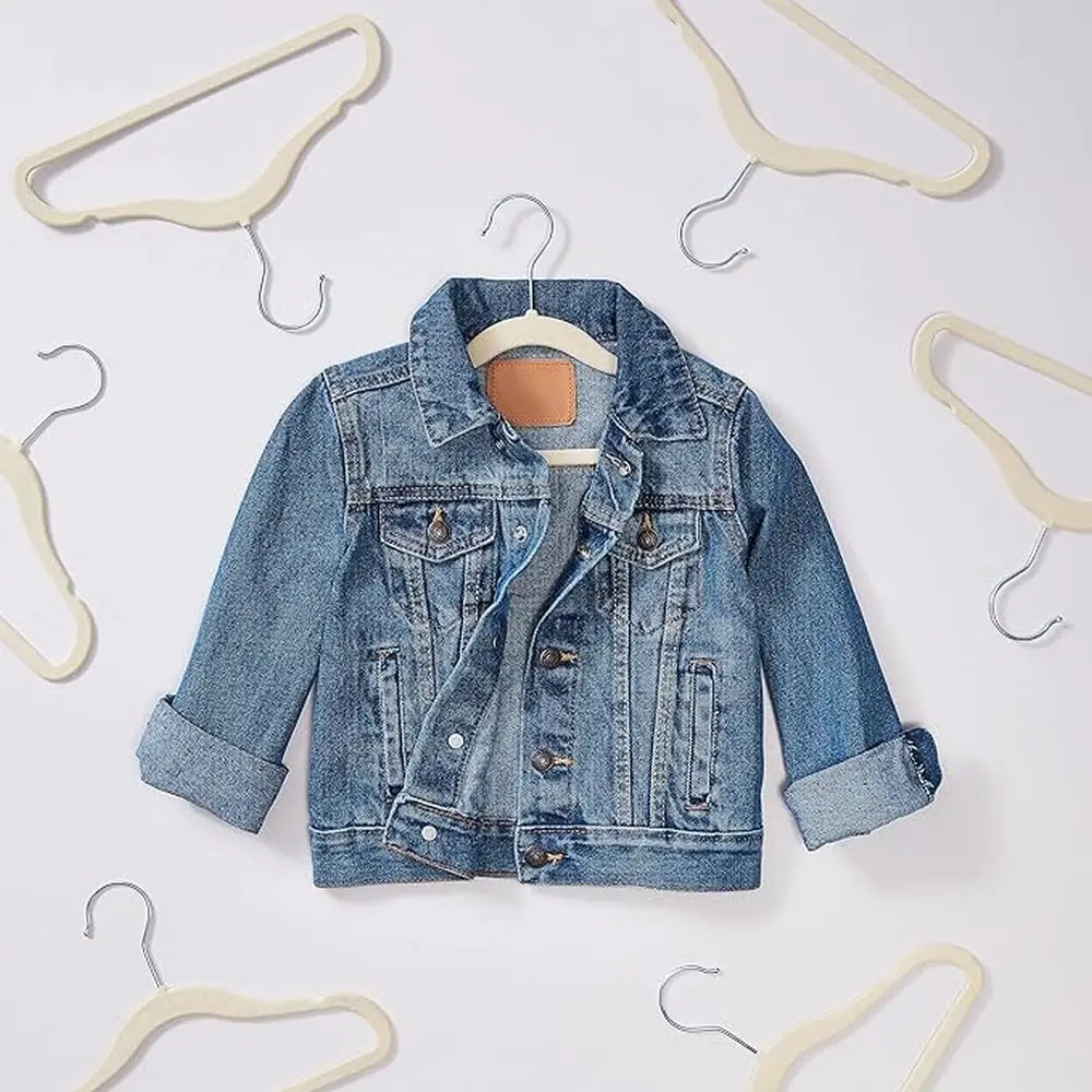 Perchas antideslizantes de terciopelo para ropa infantil con muescas - imagen 3