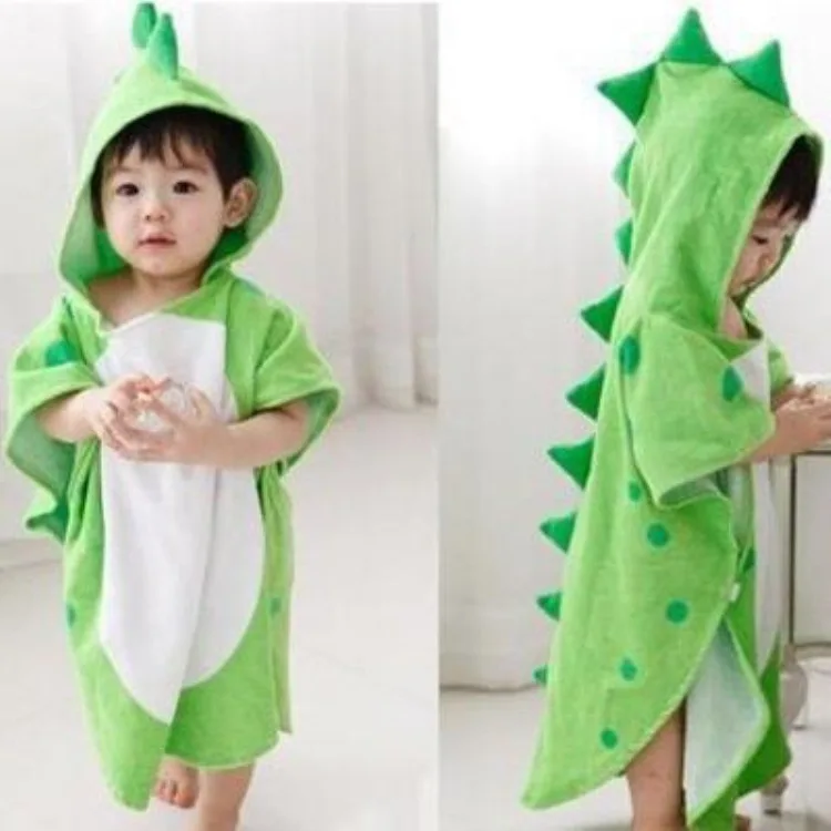 Albornoz de bebé de algodón absorbente con capucha dinosaurio - imagen 3