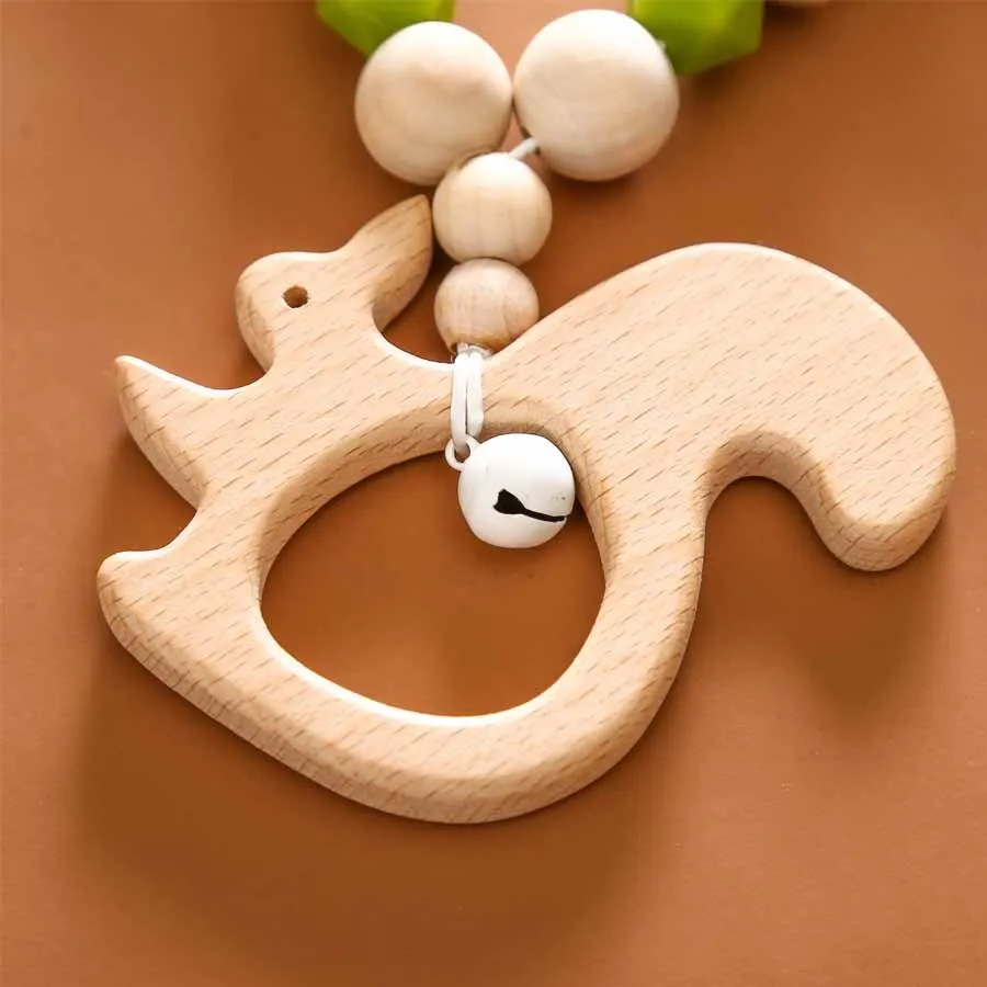 Cadena chupete de madera con animales para cochecito hecha a mano - imagen 4