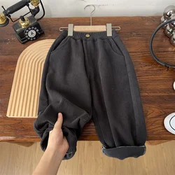Pantalones de chándal acolchados gruesos para niños y niñas de invierno