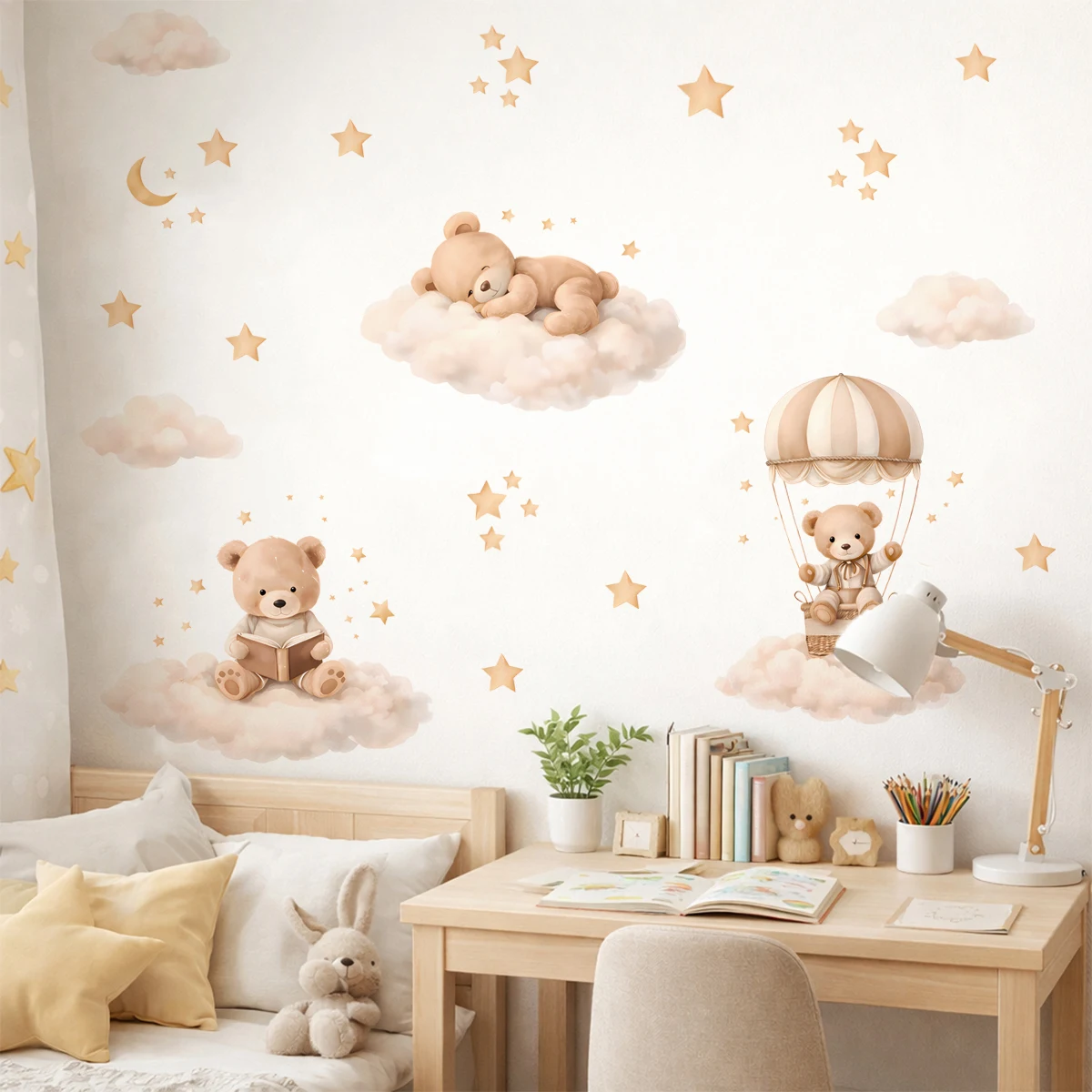 Pegatinas de pared infantiles oso nube estrella autoadhesivas - imagen 5
