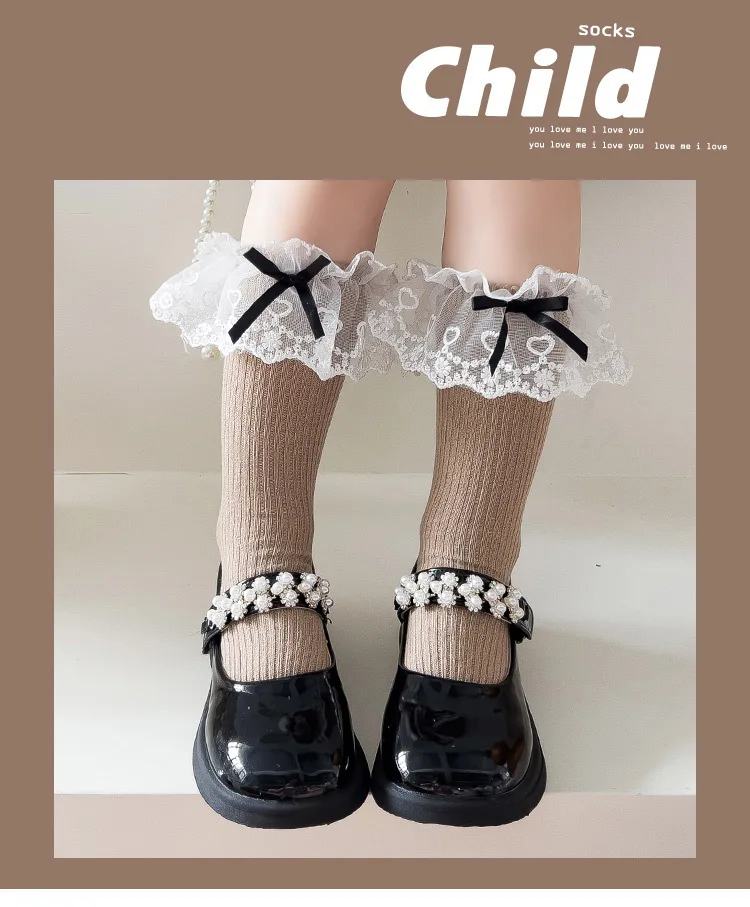 Calcetines de pantorrilla media con lazo para niña