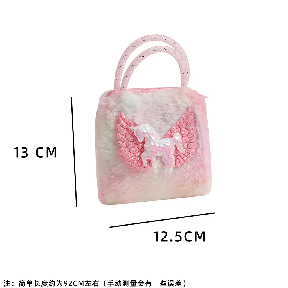 Bolso de felpa con unicornio en color rosa