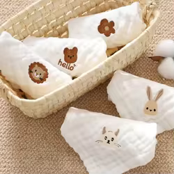 Set muselina algodón bebé: toalla, babero y pañuelo suave absorbente