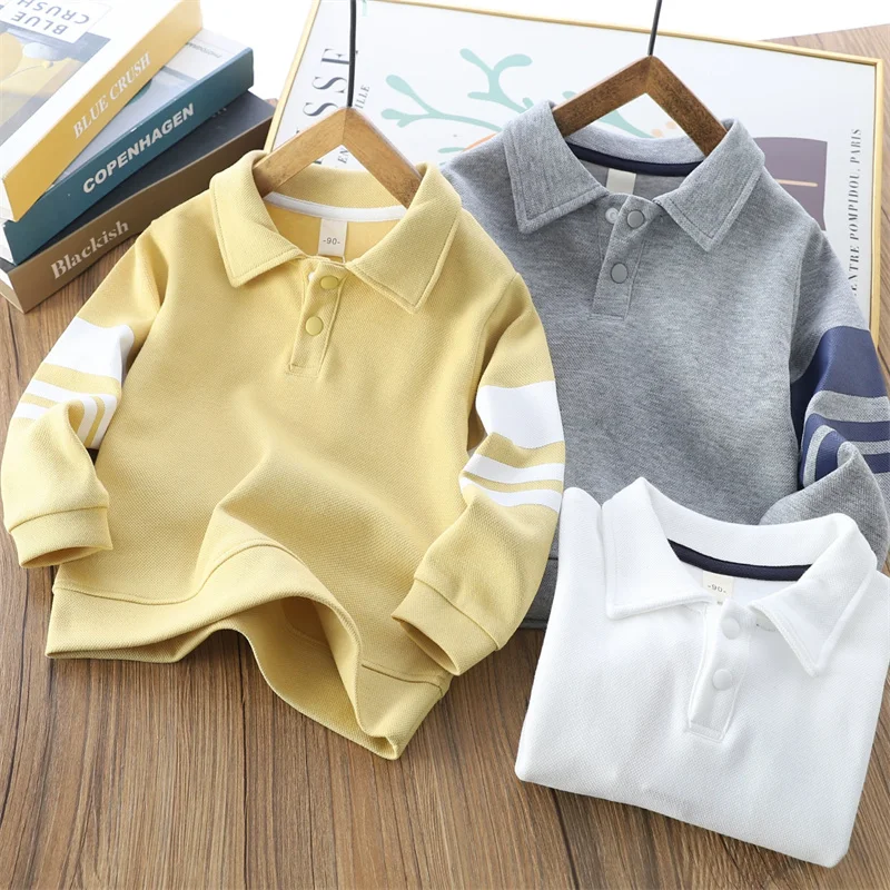 Jersey niño tipo polo de rayas manga larga para otoño - imagen 2