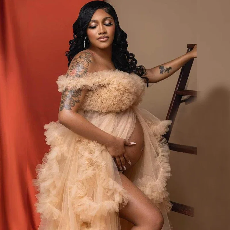 Vestido de tul con volantes para fotos de maternidad – Embarazada - imagen 5