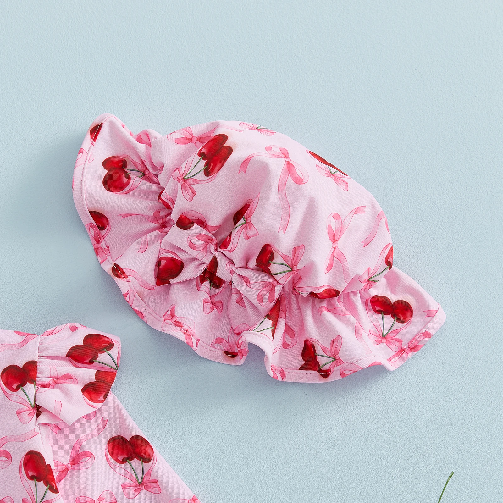 Traje de baño niña de manga larga con estampado de cereza y lazo - imagen 4