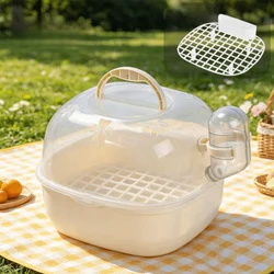 Transportín de viaje transparente para pájaros con botella de agua