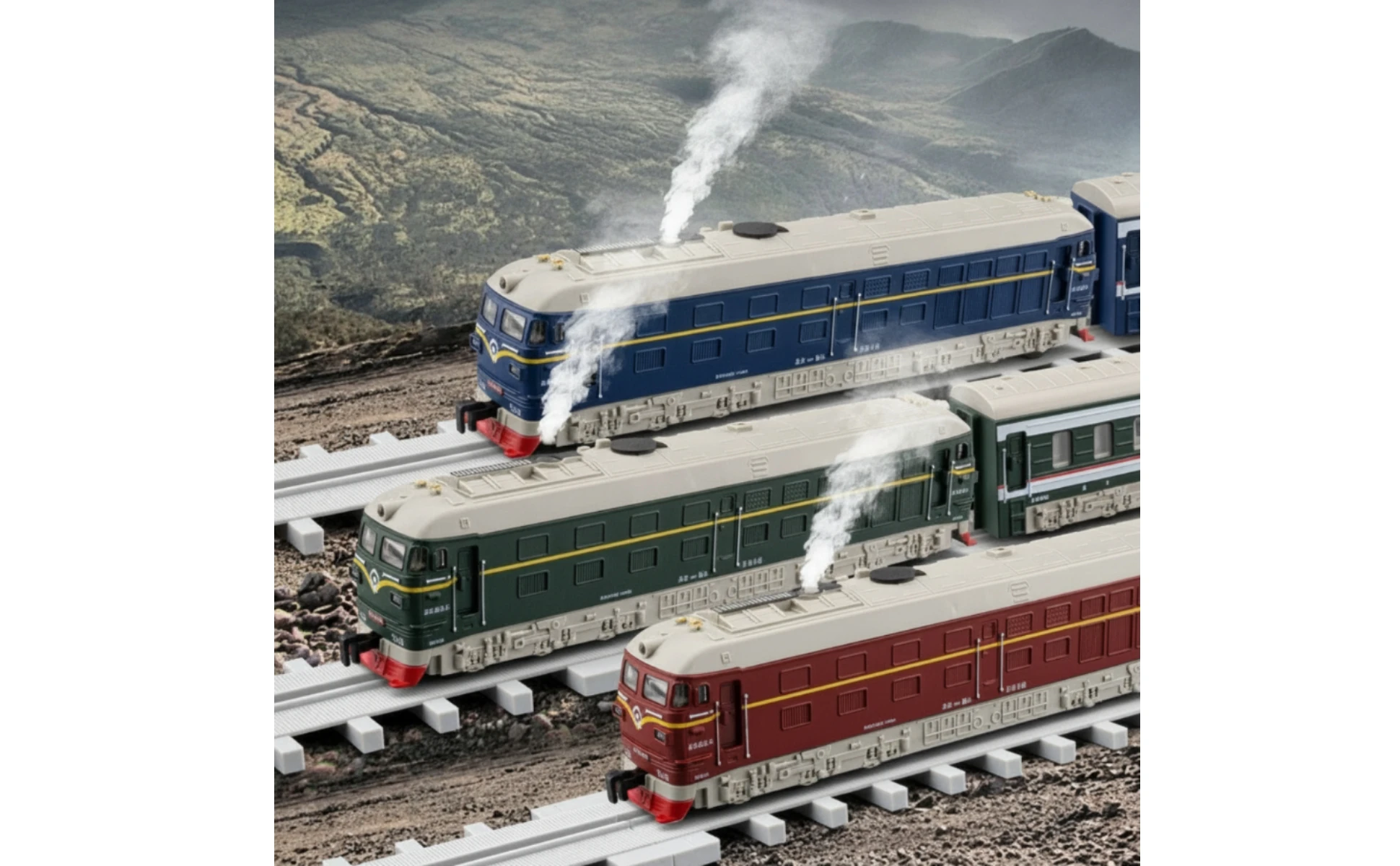 Locomotoras de ferrocarril con acoplamientos magnetizados y acabado de aleación