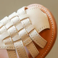 Sandalias de niña de playa tejidas de verano, cómodas