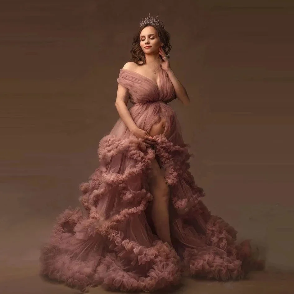 Vestido largo esponjoso apto para fotografía