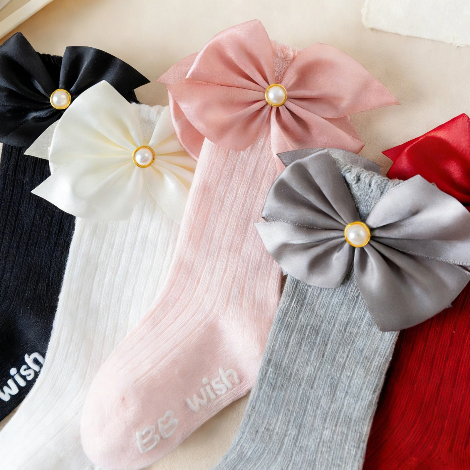 Calcetines altos de princesa para niñas pequeñas con lazo suaves - imagen 5