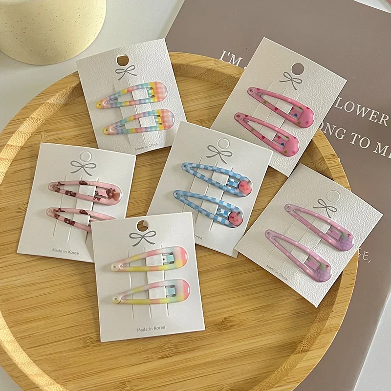 Horquillas de colores para niñas – Estampado oso y frutas - imagen 2