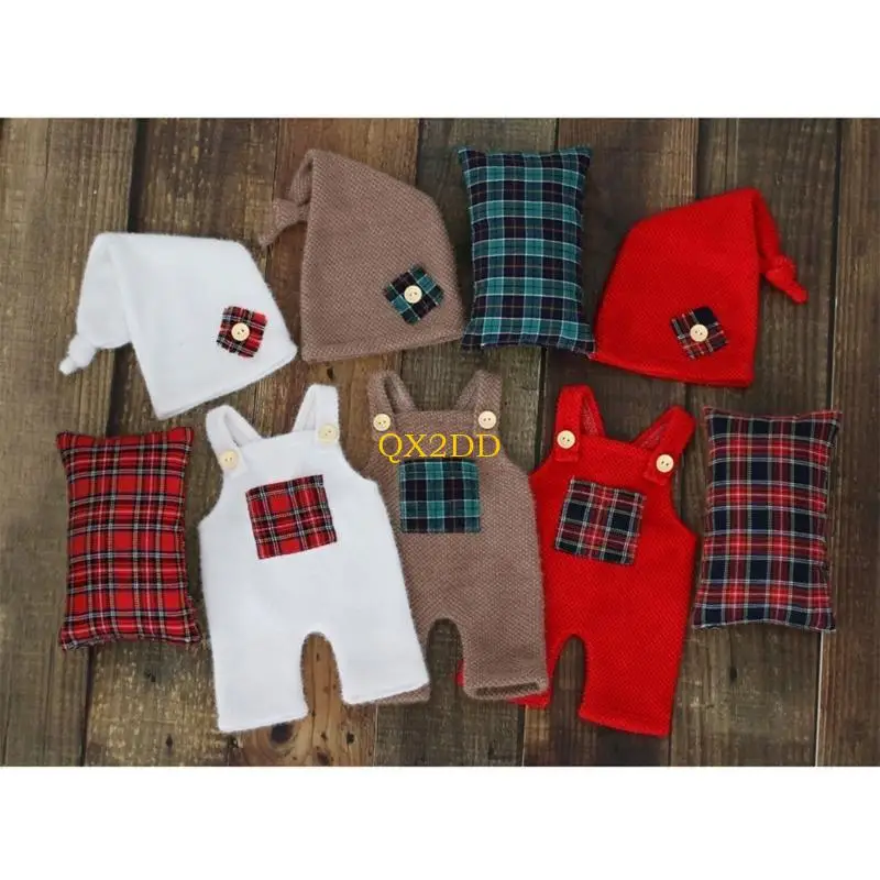 Conjunto de fotografía para bebé: mono, gorro y almohada