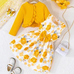 Vestido veraniego floral sin mangas para niña con lazo