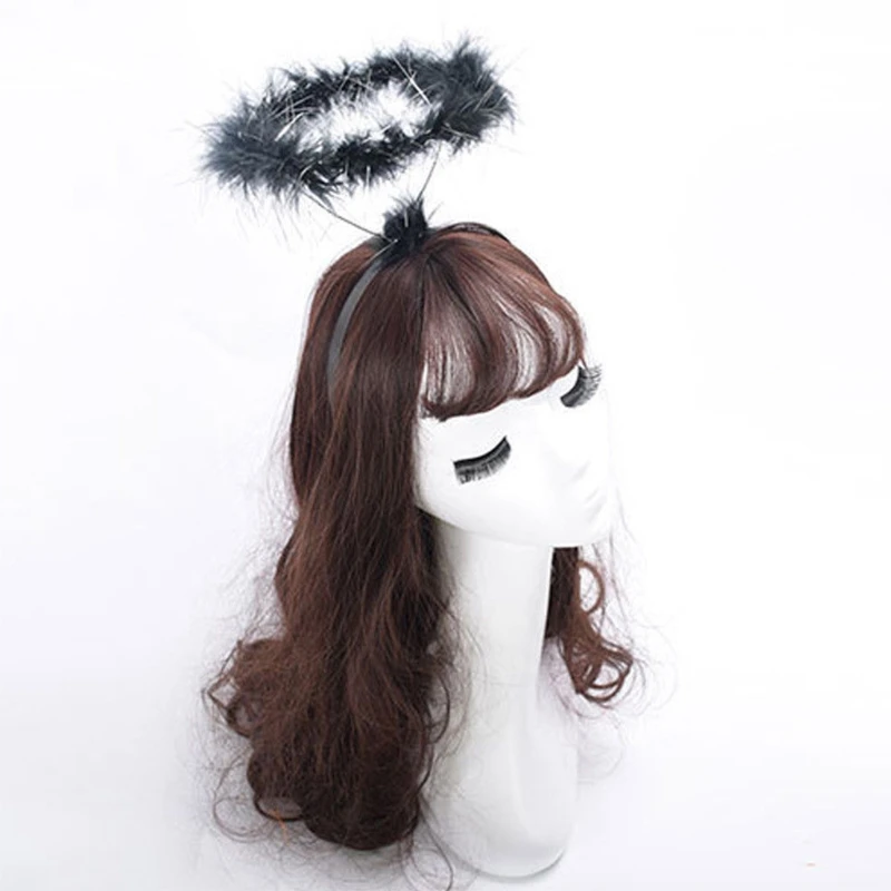 Diadema antideslizante de plumas con halo para disfraz infantil - imagen 3