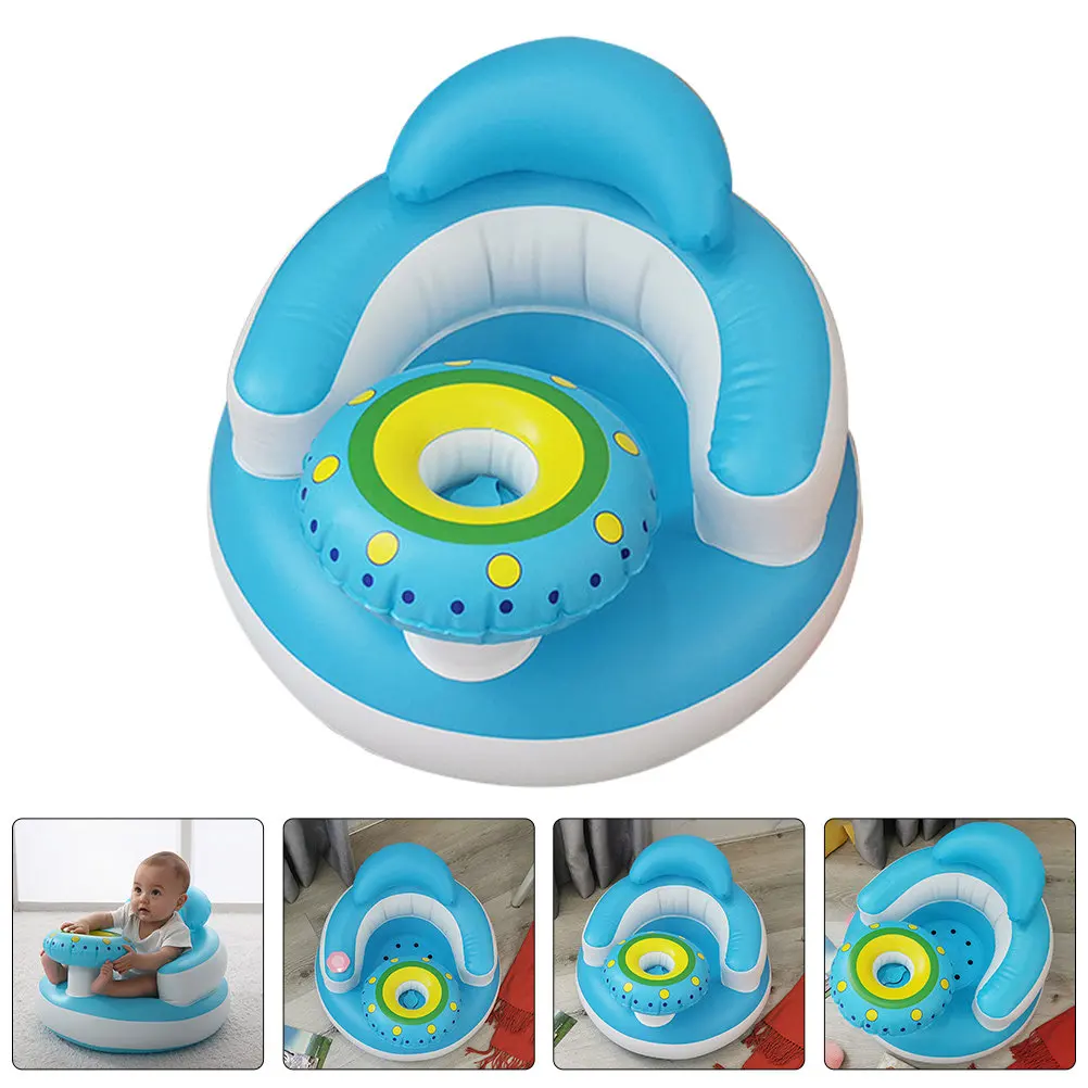 Asiento inflable para bebé de baño y ducha, azul cielo - imagen 4