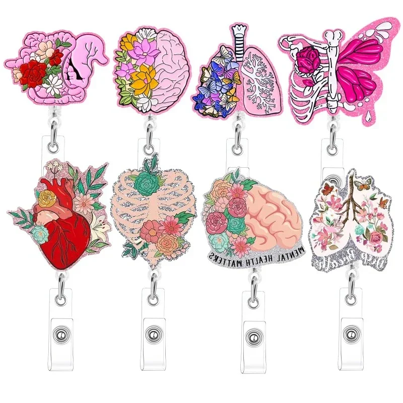 Porta-insignias retráctil con clip de cocodrilo - Forma corazón médica