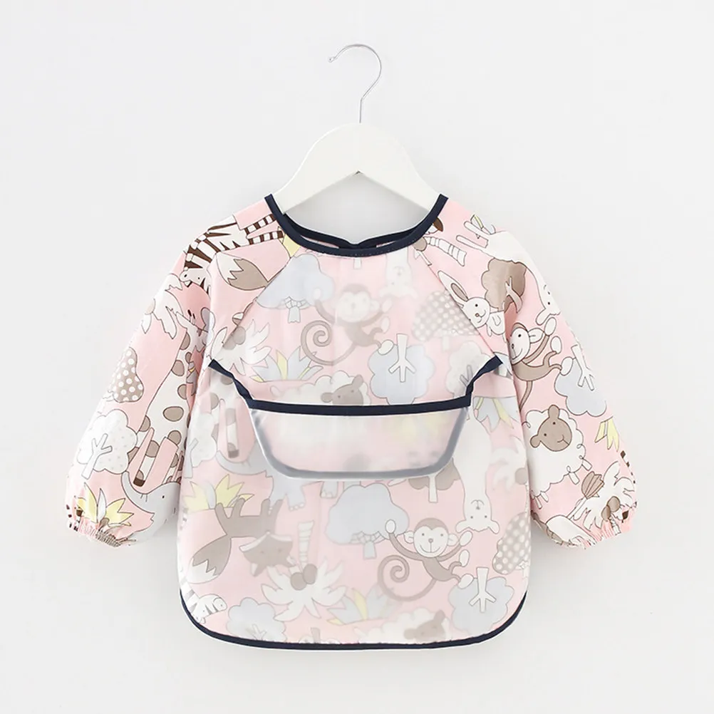 Babero impermeable de manga larga con estampado zoológico rosa - imagen 5