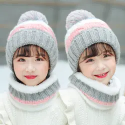 Conjunto gorro y bufanda de invierno punto cálido para niños