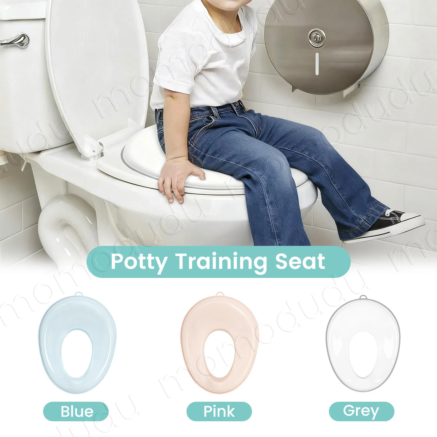 Asiento de inodoro portátil con protector contra salpicaduras
