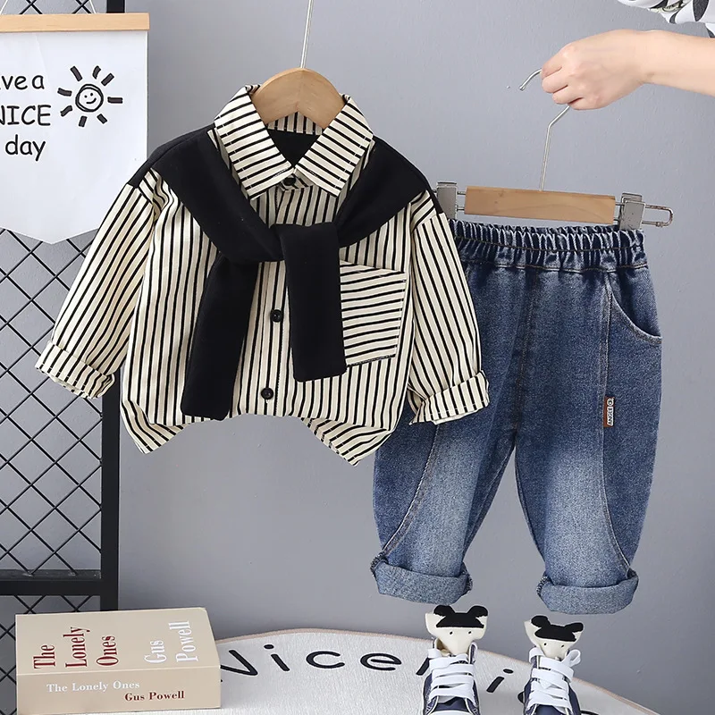 Conjunto bebé a rayas de manga larga para primavera y otoño - imagen 4