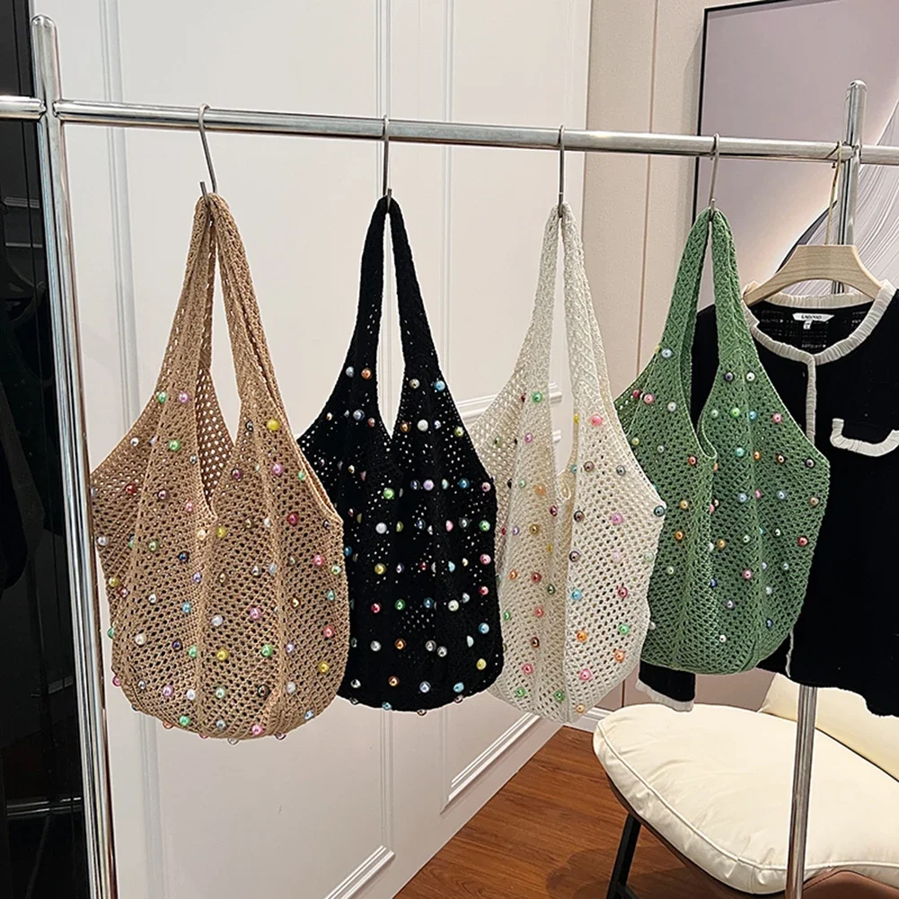 Bolso de ganchillo bohemio con cuentas de colores - Gran capacidad - imagen 4