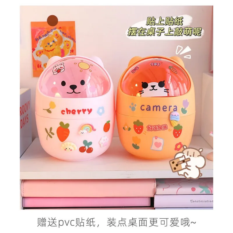 Papelera infantil con tapa para escritorio – Diseño kawaii niños - imagen 3