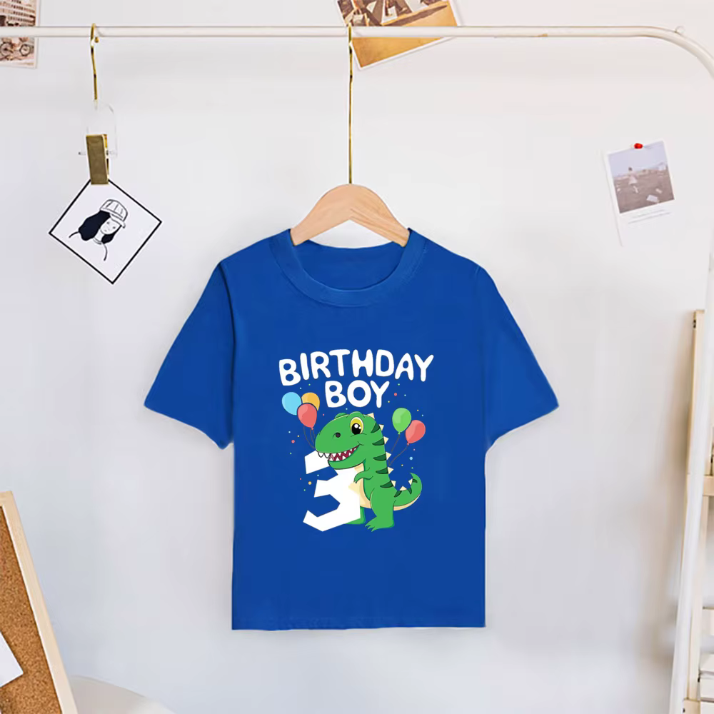 Camiseta dinosaurio de cumpleaños para niños - Manga corta colorida - imagen 2