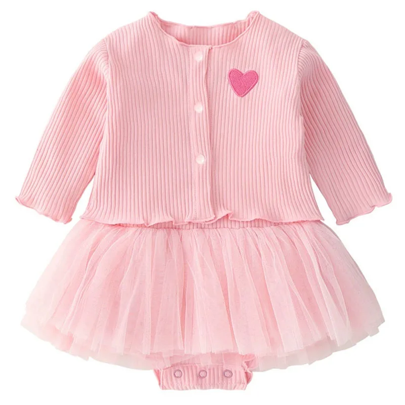 Conjunto recién nacida niña mono princesa a rayas sin mangas y abrigo