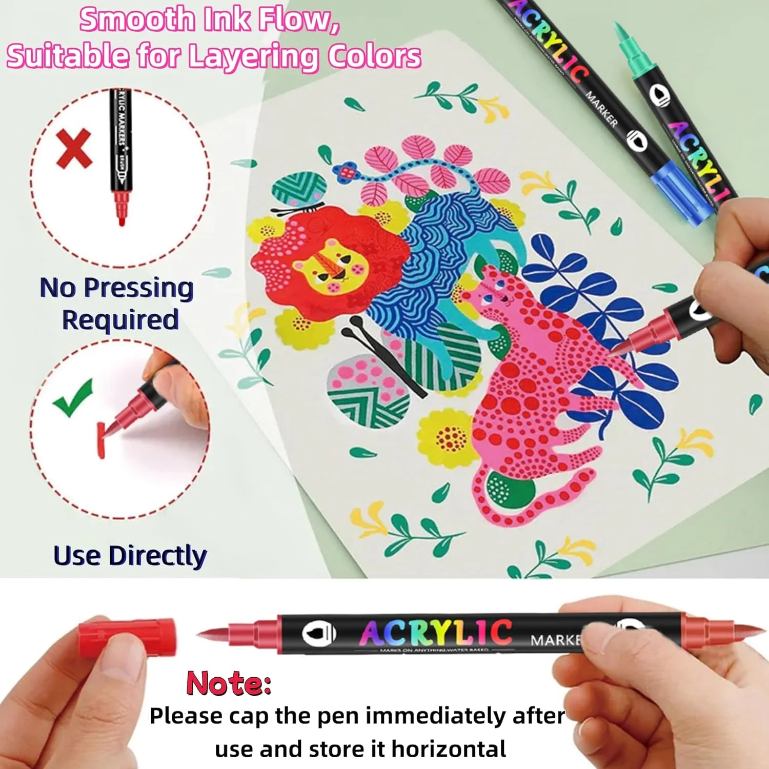 Rotuladores de pintura acrílica con puntas pincel suaves - imagen 2