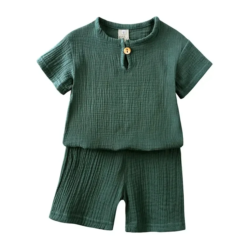 Conjunto de verano niña lino y algodón manga corta pantalón corto - imagen 5