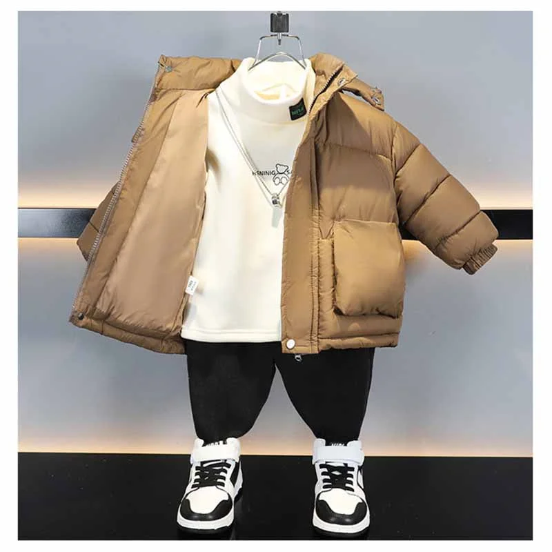 Parka infantil de invierno con capucha – Abrigo grueso de algodón - imagen 4