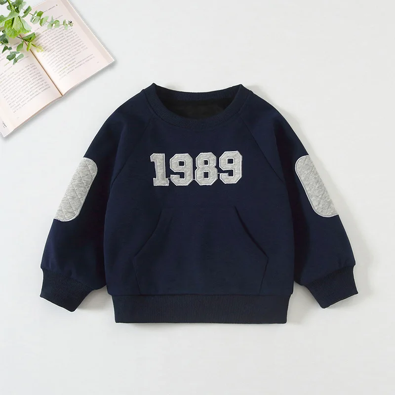 Sudadera de manga larga infantil con cuello redondo, holgada - imagen 2