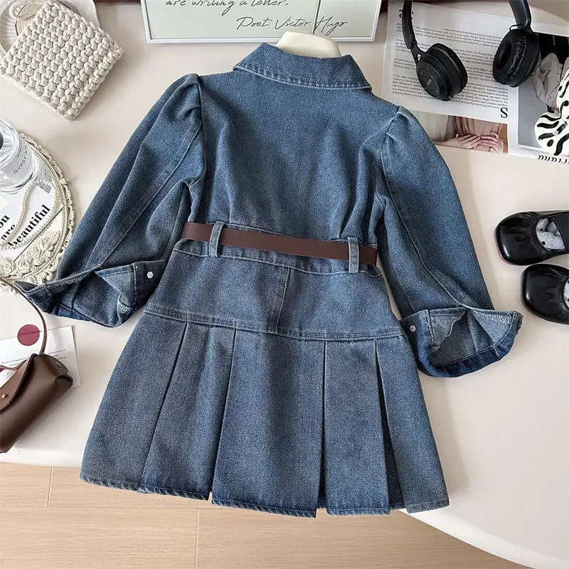 Falda vaquera con cinturón para niña – estilo otoño elegante - imagen 3