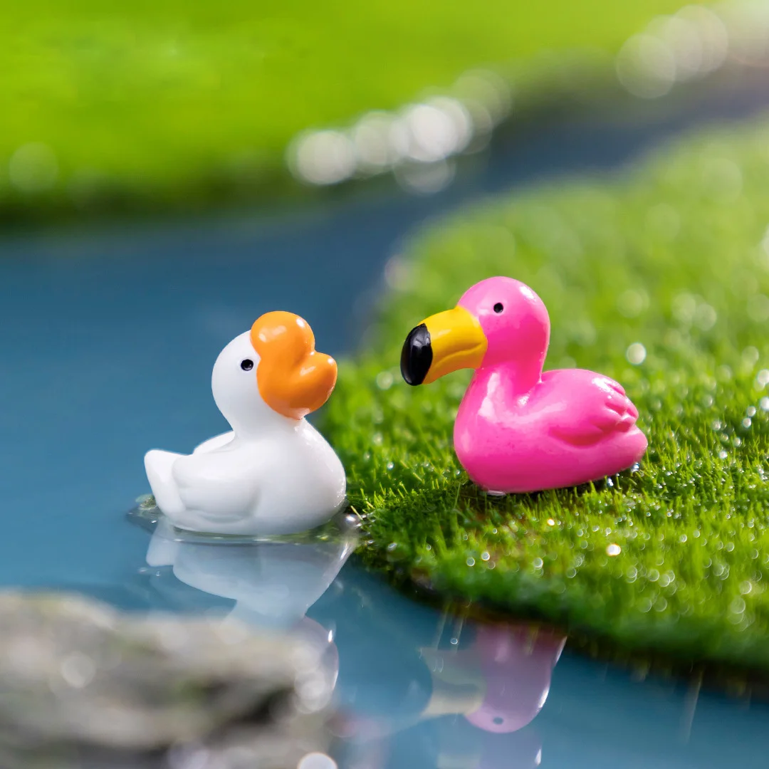 Estatuilla de animales mini para jardín - Flamenco, tucán y pelícano - imagen 5