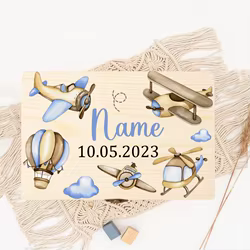 Caja recuerdos bebé madera personalizada con cordón umbilical