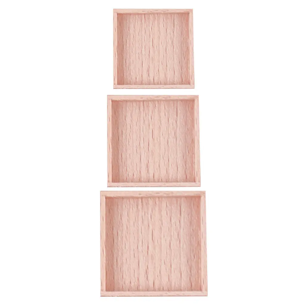 Bandeja de madera en miniatura: set de 3 uds. para servir y organizar