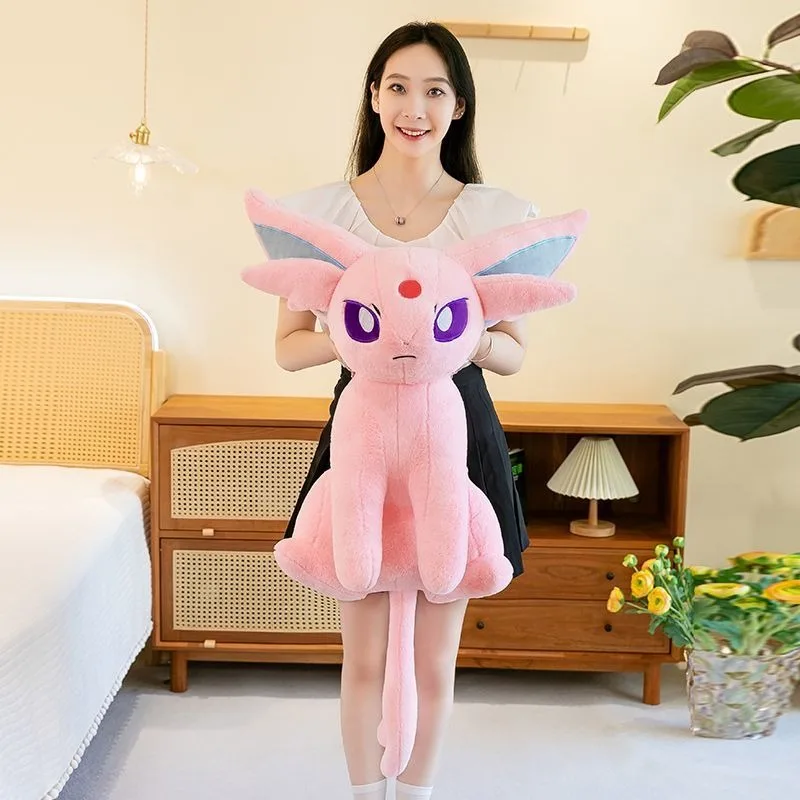 Peluche Espeon kawaii en color gris y detalles rosa