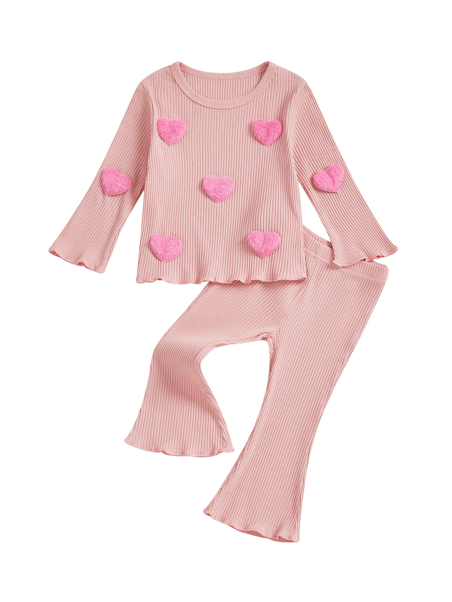 Camiseta con corazón borroso y pantalón a juego en color rosa