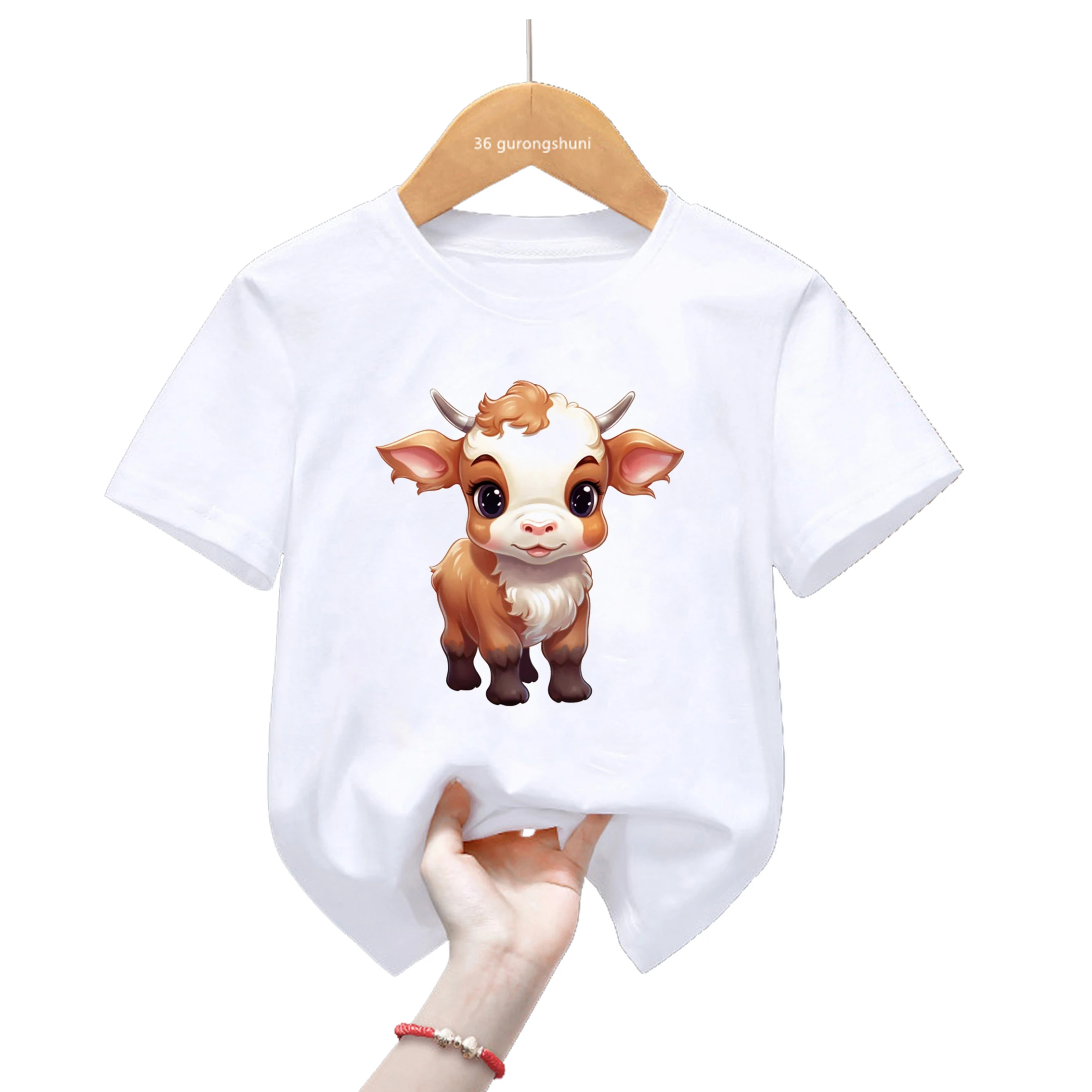 Camiseta de algodón estampado con animales para niños pequeños