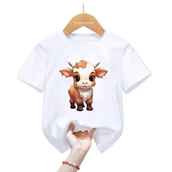 Camiseta de algodón estampado con animales para niños pequeños
