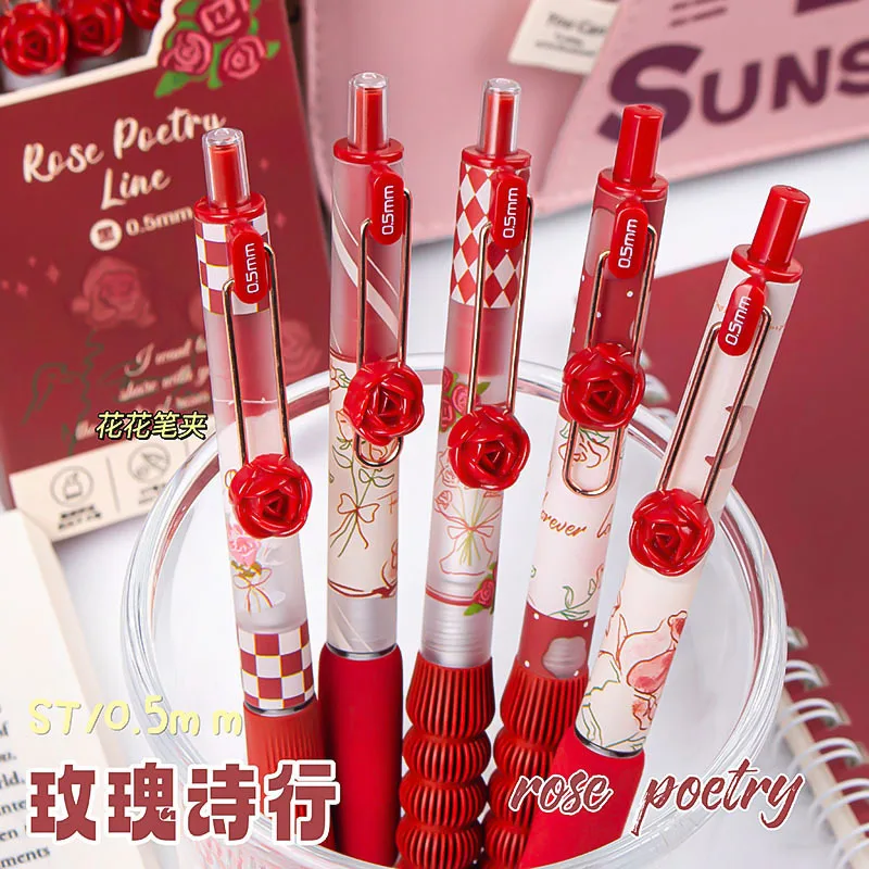 Bolígrafos de gel con flores rosas para niños – 0,5 mm escritura suave - imagen 5