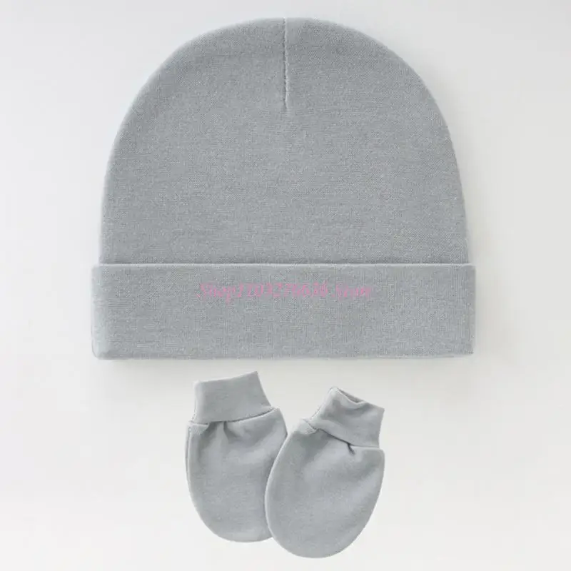 Set de gorro y manoplas para bebé recién nacido de tela suave