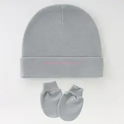 Set de gorro y manoplas para bebé recién nacido de tela suave